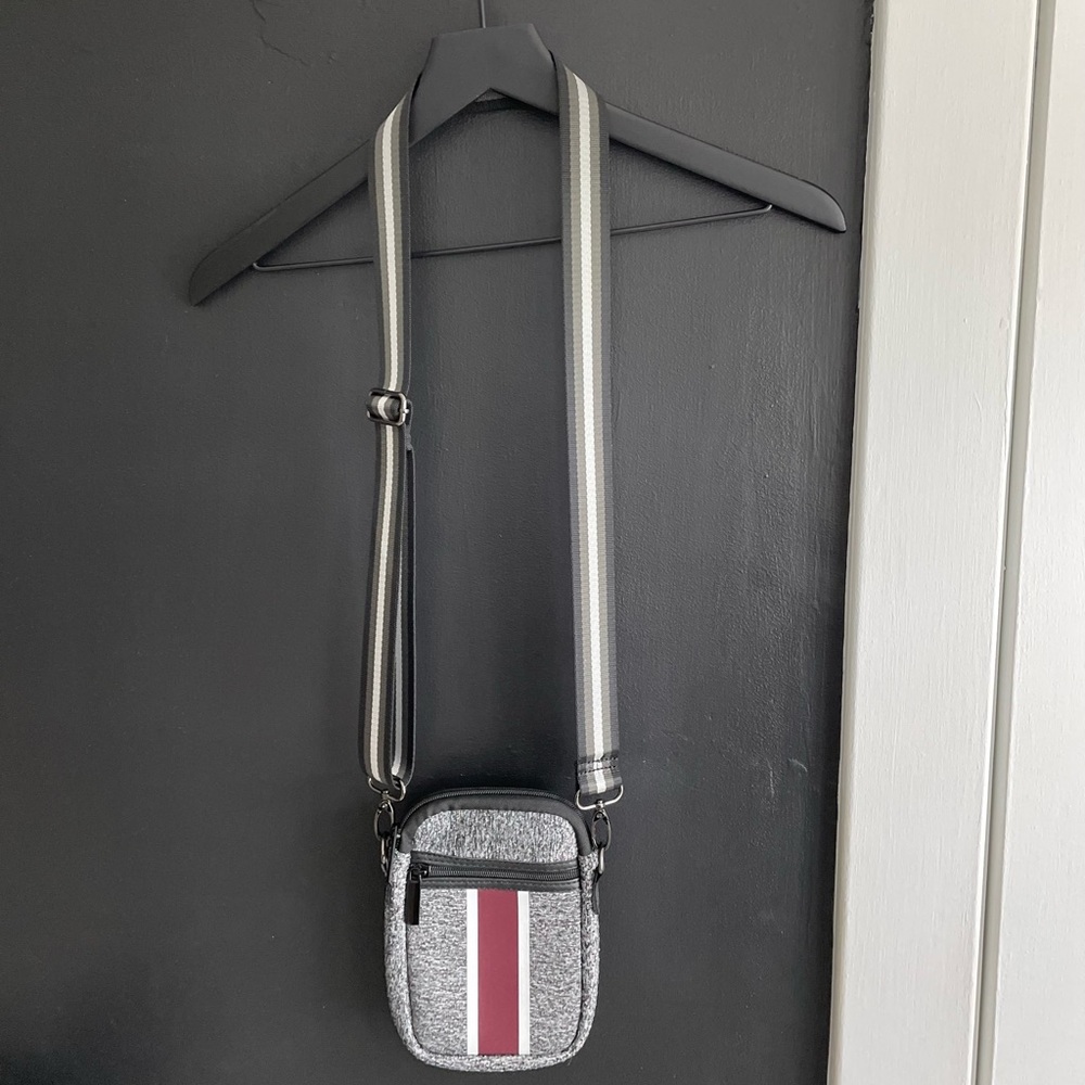 Haute Shore Mini Crossbody Heather Black with Maroon Stripe